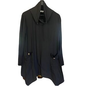 bulotus Black sweatshirt dress/tunic 
Large collar w/drawstring
Size large